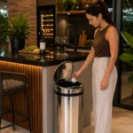 Lixeira automática inox com sensor premium Kazalinda inoxidável polido
