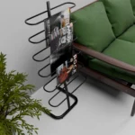 Revisteiro de chão preto para escritório Flape em aço com pintura epóxi
