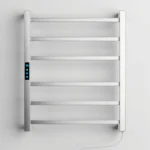 Toalheiro elétrico inox escovado Titan com 6 barras quadradas, Wi-Fi e Alexa para banheiro moderno