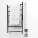 Toalheiro elétrico inox escovado Titan com 6 barras quadradas, Wi-Fi e Alexa para banheiro moderno