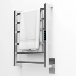 Toalheiro elétrico inox escovado Titan com 6 barras quadradas, Wi-Fi e Alexa para banheiro moderno