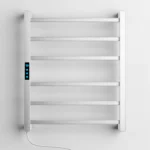 Toalheiro elétrico inox escovado Titan com 6 barras quadradas, Wi-Fi e Alexa para banheiro moderno