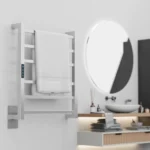 Toalheiro elétrico inox escovado Titan com 6 barras quadradas, Wi-Fi e Alexa para banheiro moderno