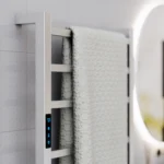 Toalheiro elétrico inox escovado Titan com 6 barras quadradas, Wi-Fi e Alexa para banheiro moderno