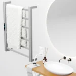 Toalheiro elétrico inox escovado Titan com 6 barras quadradas, Wi-Fi e Alexa para banheiro moderno