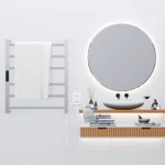 Toalheiro elétrico inox escovado Titan com 6 barras quadradas, Wi-Fi e Alexa para banheiro moderno