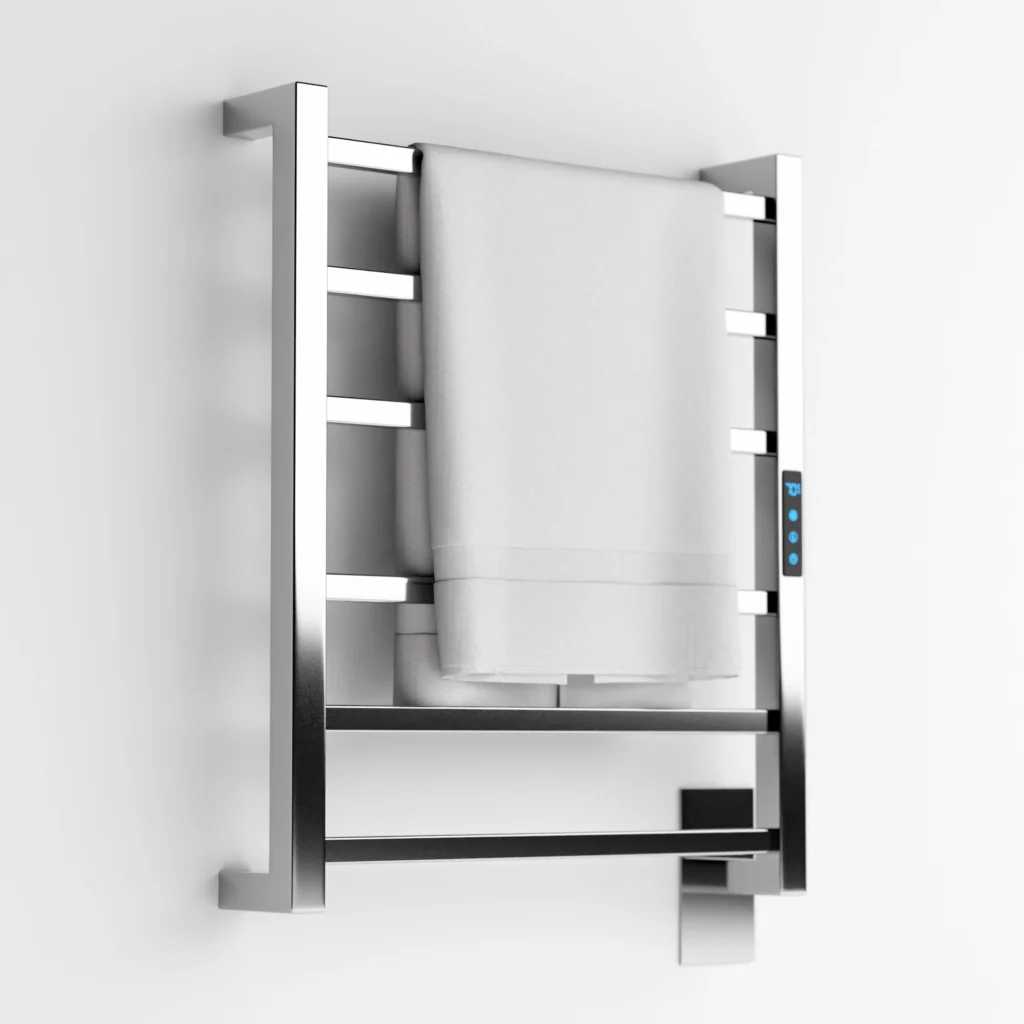 toalheiro elétrico inox 304 Wi-Fi Alexa Titan Aquece vista frontal em banheiro moderno