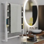 toalheiro elétrico inox 304 Wi-Fi Alexa Titan Aquece vista frontal em banheiro moderno