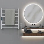 toalheiro elétrico inox 304 Wi-Fi Alexa Titan Aquece vista frontal em banheiro moderno