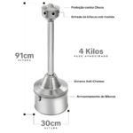 Coletor de Cigarros Bituqueira Inox Escovado Aton 10 Litros - Ecobin Anti-Chamas Externa e Interna - Imagem 10