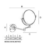 Espelho de Parede Articulado Redondo E6520 Italy Line com braço extensível e acabamento premium