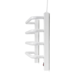 Toalheiro Térmico Pequeno Branco para 1 Toalha Flape com saída do fio na parte superior instalado em banheiro moderno