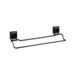 Porta Toalha Duplo Ultra Black Ventosa Quadrada 2654 Arthi vista frontal em banheiro moderno