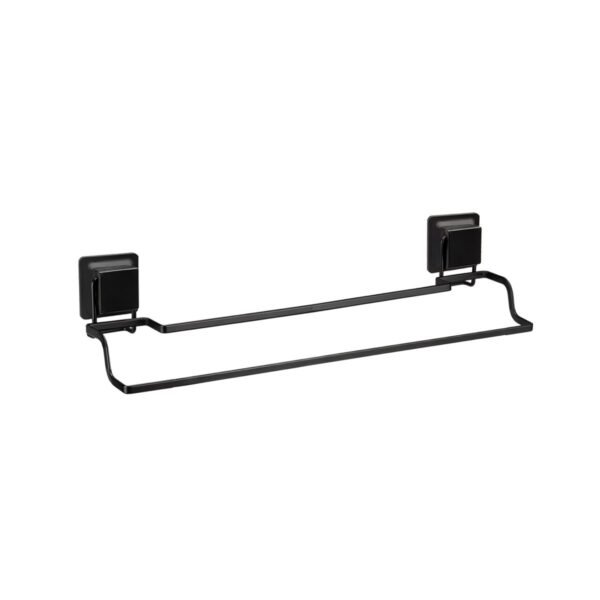 Porta Toalha Duplo Ultra Black Ventosa Quadrada 2654 Arthi vista frontal em banheiro moderno