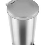 Lixeira Redonda de Pedal Aço Inox Polido 50 Litros