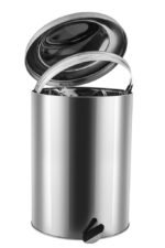 Lixeira Redonda de Pedal Aço Inox Polido 50 Litros - Imagem 2