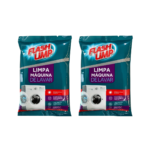 Kit com 2 sachês de 80g do Limpa Máquina de Lavar Flash Limp para higienização profunda do tambor da lavadora