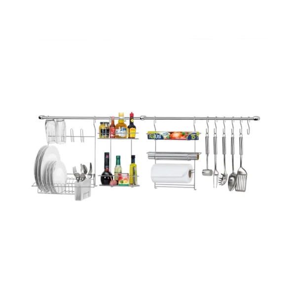 Organizador suspenso cozinha Cook Home Kit 10 Arthi 1410 140cm aço cromado