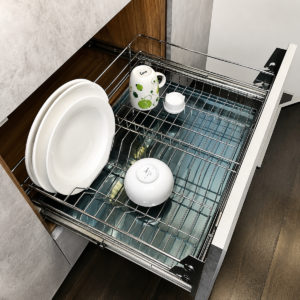 Escorredor de louças em gaveta para módulo 60cm cromado GTB 7176 com bandeja coletora em inox 430