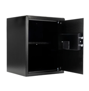 Cofre Digital Motion Office Yale com teclado numerico iluminado e acabamento em aco preto fosco, dimensoes 40x35x34 cm