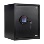 Cofre Digital Motion Office Yale com teclado numerico iluminado e acabamento em aco preto fosco, dimensoes 40x35x34 cm