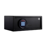 Cofre digital Yale Motion Laptop formato horizontal com abertura motorizada por senha numerica e chave mecanica