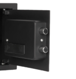 Cofre Digital Essential Home Yale motorizado com abertura por senha numerica e chave mecanica de emergencia, porta de aco 3mm e iluminacao interna LED