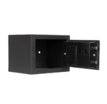 Cofre Digital Yale Essential Mini com abertura motorizada por senha numerica e chave mecanica de emergencia, dimensoes compactas 25x35x30cm