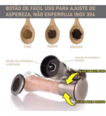 Kit 2 Moedores de Sal Grosso e Pimenta do Reino em Aço Inox Kazalinda com Suporte - Gourmet - Imagem 4