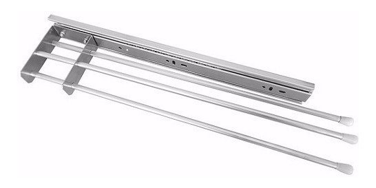 Suporte Porta Pano De Pratos Triplo Deslizante Jomer 8613 em alumínio anodizado e inox com trilho telescópico