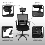 Cadeira OR-3317 tela Mesh para escritório e home office