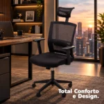 Cadeira ergonômica OR-3317 OR Design preta com tela Mesh