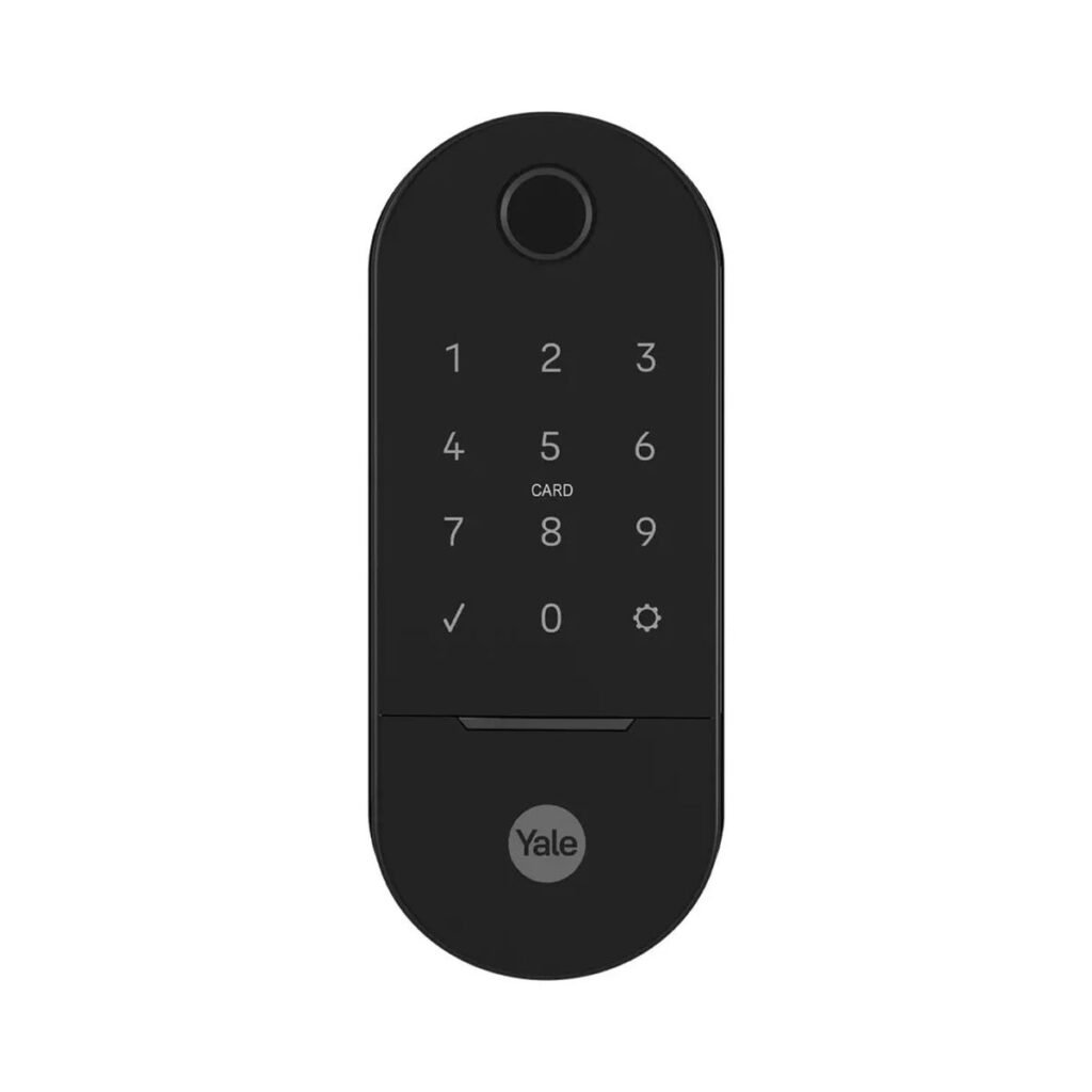 Fechadura digital Yale Lia preto fosco com teclado touchscreen e leitor biométrico