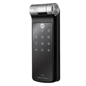 Fechadura digital Yale YDF 40 BP preta para porta de correr com biometria e senha