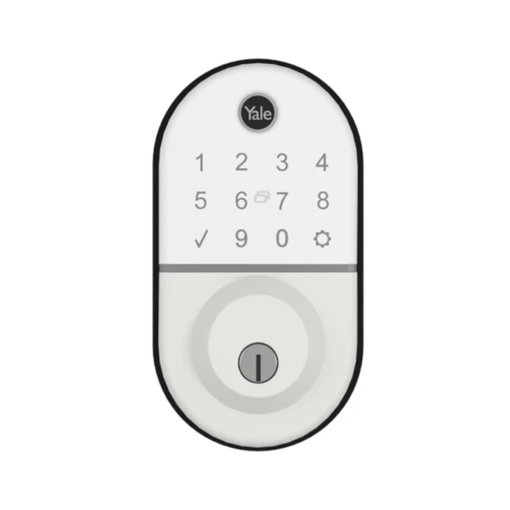 Fechadura digital Yale Compact Rolete branca com painel de acesso biométrico
